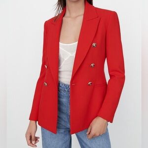 Zara Women's Red Double-Breasted Blazer